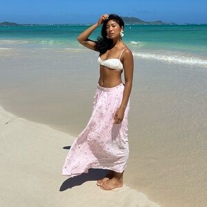 Eyelet baby pink maxi skirt